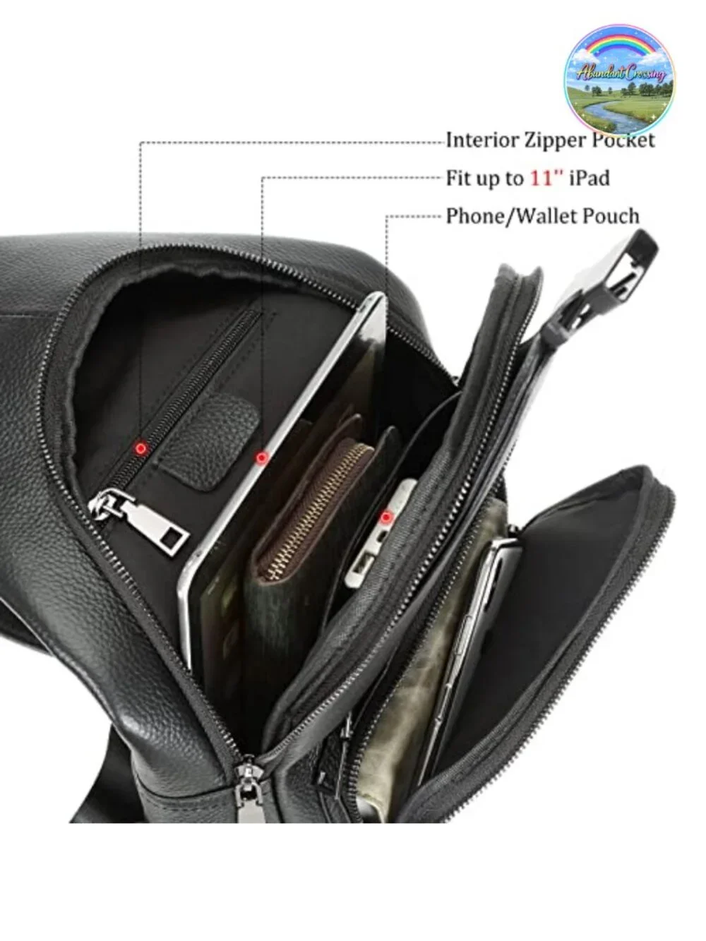 Genuine Italian Leather Sling Backpack Waterproof Anti-Theft Crossbody Daypack